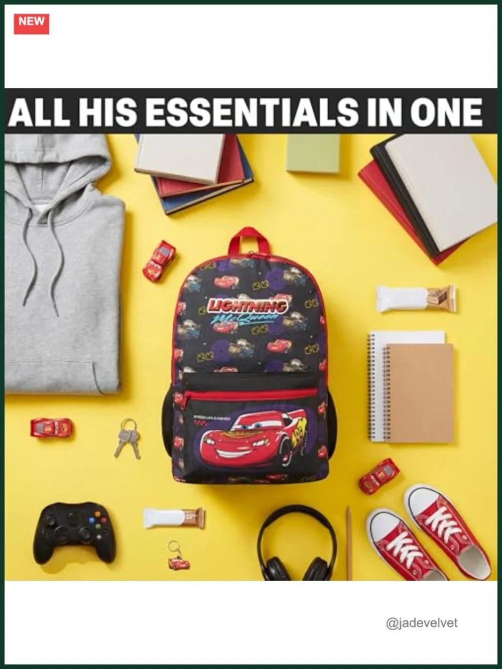 Disney Cars Kids Backpack, Lightweight 18in School Bag, Padded Straps, Polyester